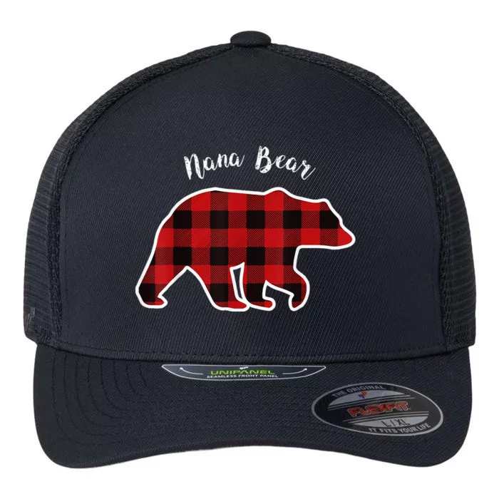 Nana Bear Red Plaid Christmas Pajama Family Grandma Flexfit Unipanel Trucker Cap