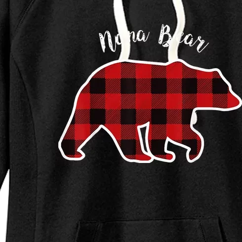 Nana Bear Red Plaid Christmas Pajama Family Grandma Women's Fleece Hoodie