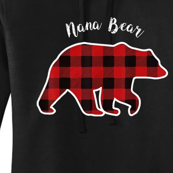 Nana Bear Red Plaid Christmas Pajama Family Grandma Women's Pullover Hoodie