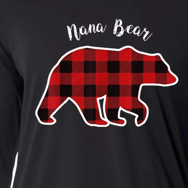 Nana Bear Red Plaid Christmas Pajama Family Grandma Cooling Performance Long Sleeve Crew