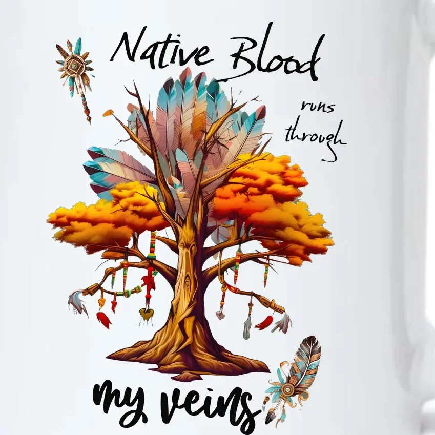 Native Blood Runs Through My Veins Black Color Changing Mug