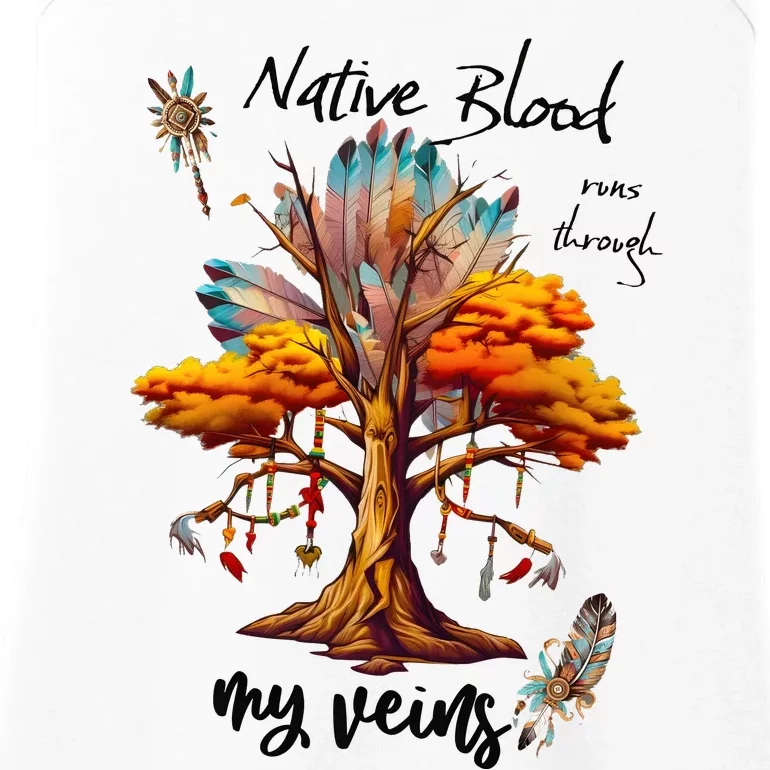 Native Blood Runs Through My Veins Ladies Essential Tank