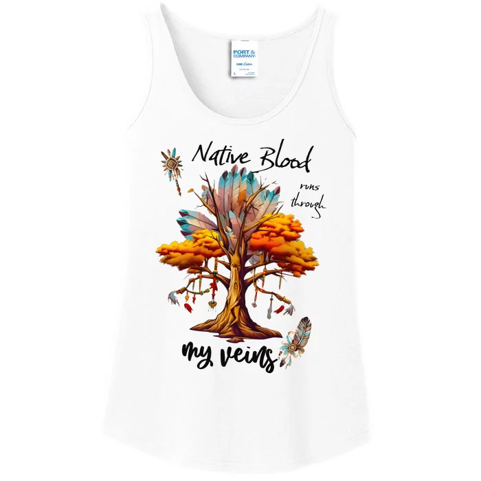 Native Blood Runs Through My Veins Ladies Essential Tank