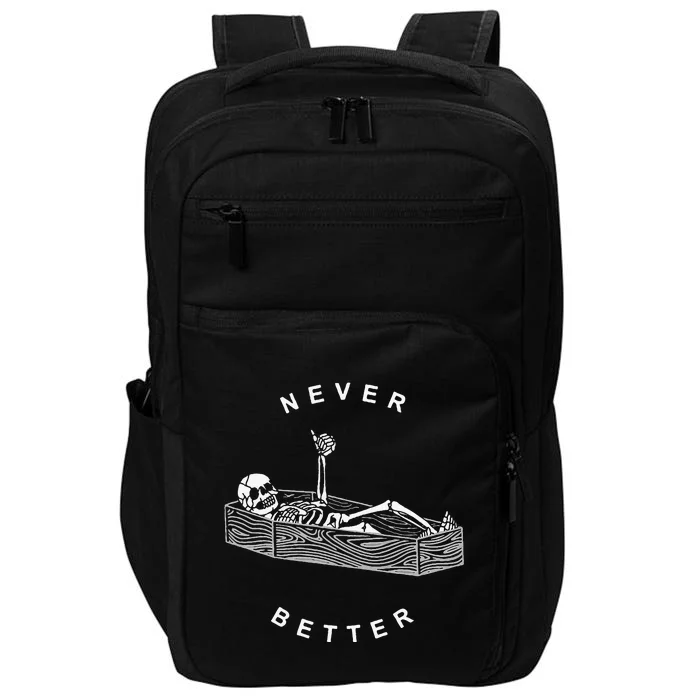 Never Better Skull Skeleton In The Coffin Halloween Impact Tech Backpack