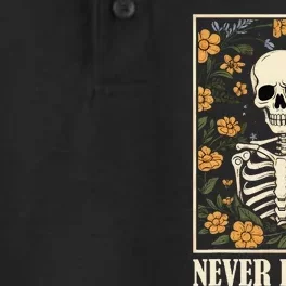 Never Better Skeleton Floral Funny Skull Halloween Dry Zone Grid Performance Polo