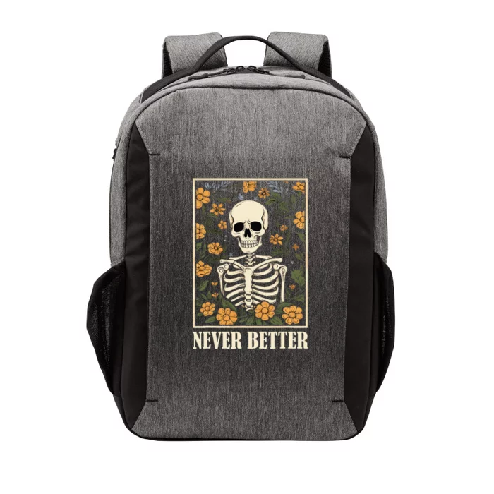 Never Better Skeleton Floral Funny Skull Halloween Vector Backpack