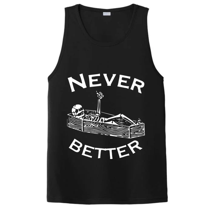 Never Better Skeleton Lazy Halloween Performance Tank