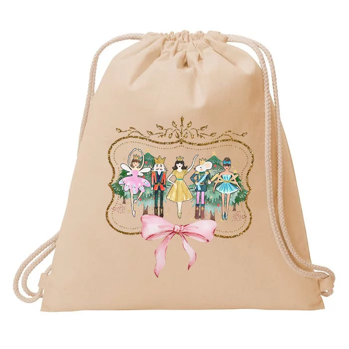 Nutcracker Ballet Sugar Plum Fairy Retro Christmas Drawstring Bag