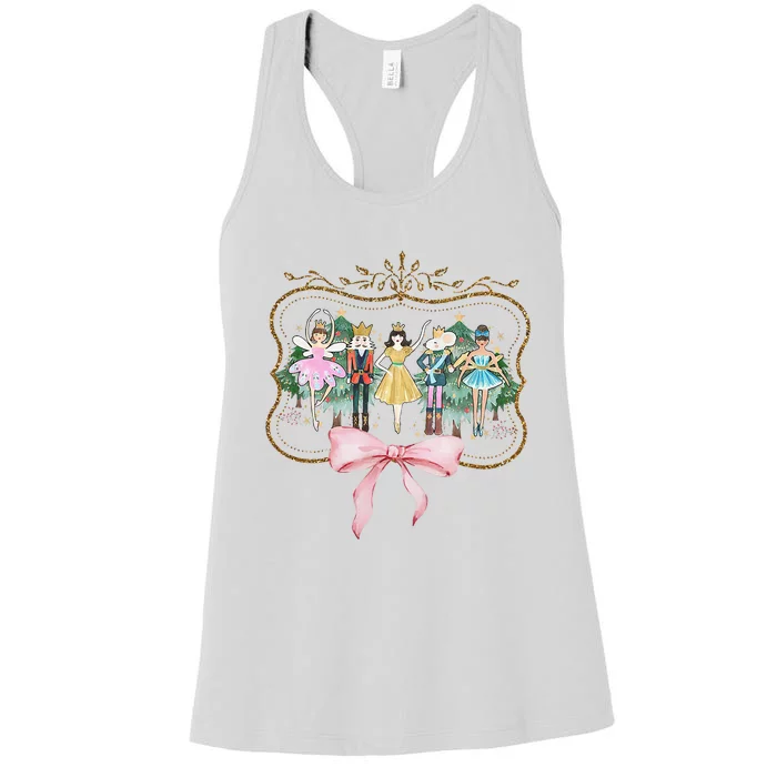 Nutcracker Ballet Sugar Plum Fairy Retro Christmas Women's Racerback Tank