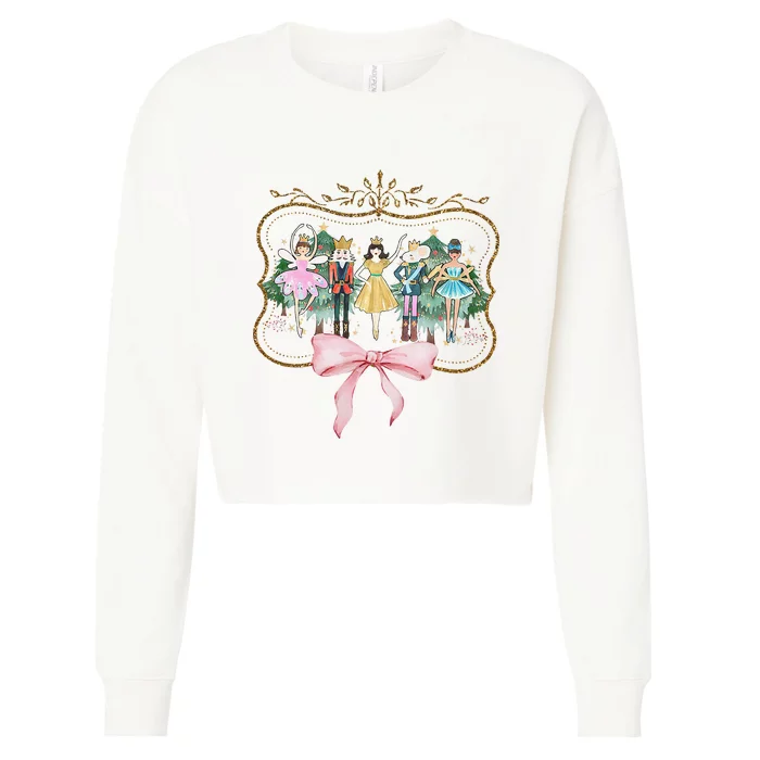 Nutcracker Ballet Sugar Plum Fairy Retro Christmas Cropped Pullover Crew