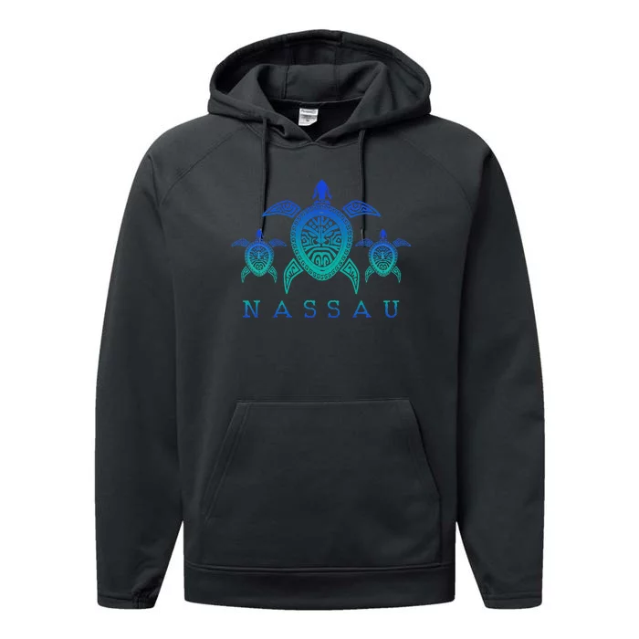 Nassau Bahamas Sea Turtle Scuba Diving Gift Performance Fleece Hoodie