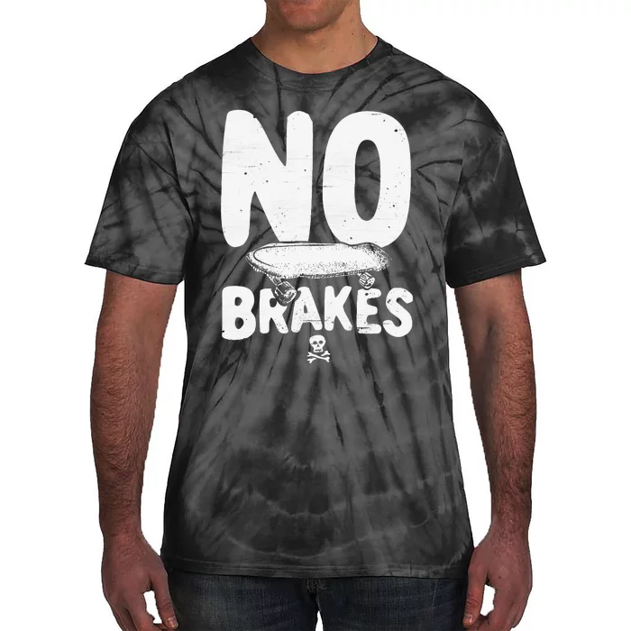 No Brakes Skull & Crossbones Skateboard Apparel Tie-Dye T-Shirt