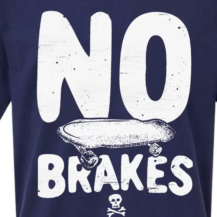 No Brakes Skull & Crossbones Skateboard Apparel Sueded Cloud Jersey T-Shirt