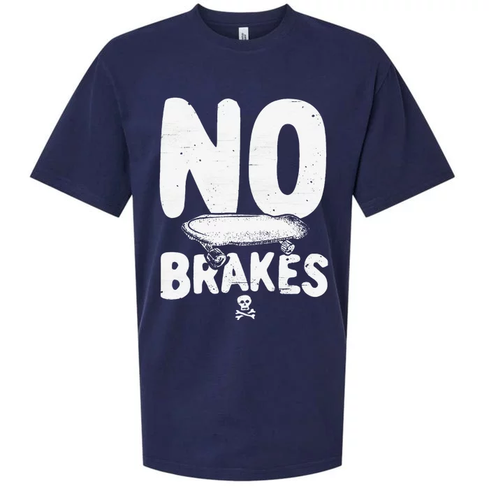 No Brakes Skull & Crossbones Skateboard Apparel Sueded Cloud Jersey T-Shirt