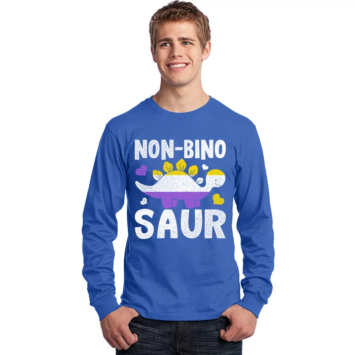 Non Bino Saur Dinosaur Aagender Non Binary Gift Long Sleeve Shirt