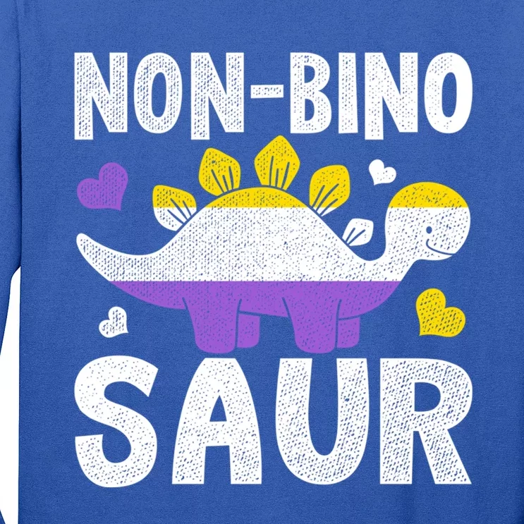 Non Bino Saur Dinosaur Aagender Non Binary Gift Long Sleeve Shirt