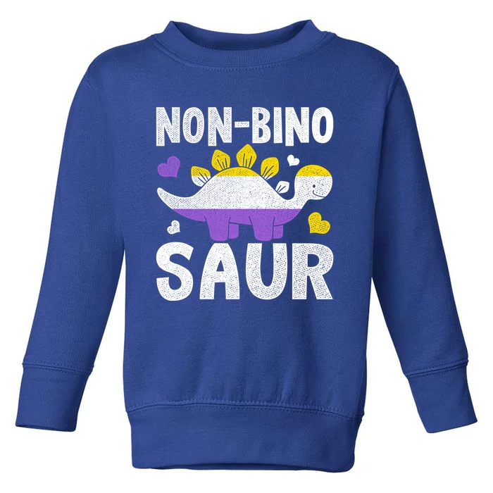 Non Bino Saur Dinosaur Aagender Non Binary Gift Toddler Sweatshirt