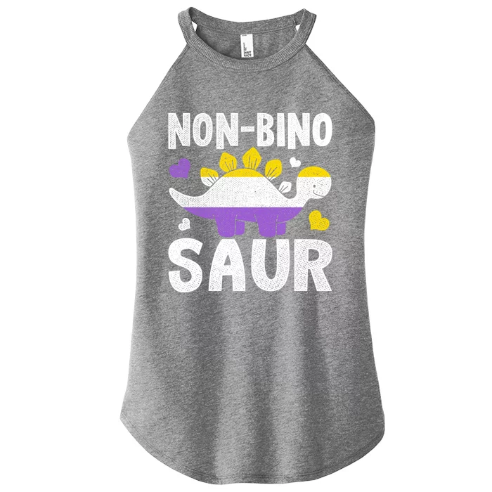 Non Bino Saur Dinosaur Aagender Non Binary Gift Women’s Perfect Tri Rocker Tank