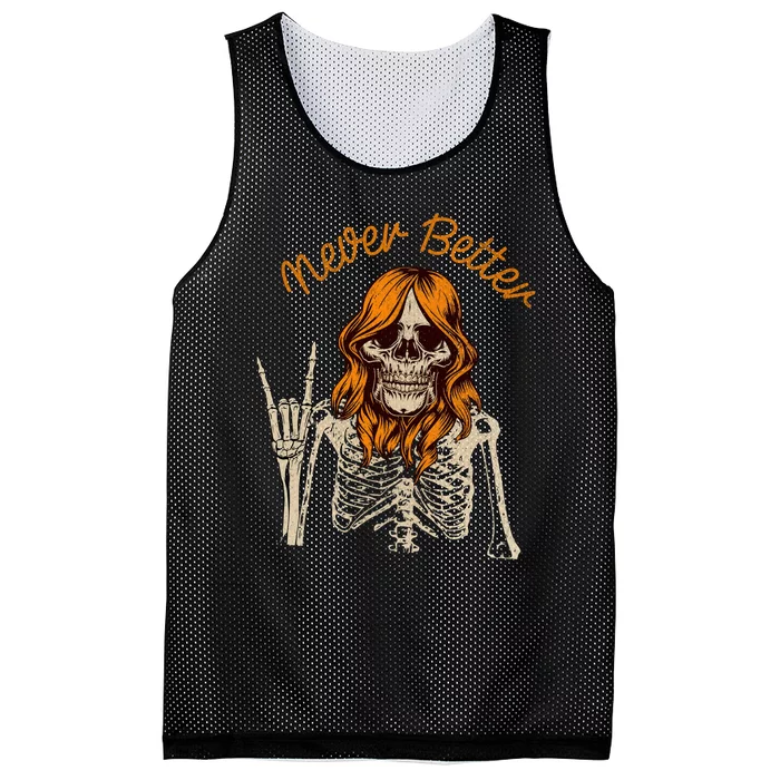 Never Better Skeleton Funny Skull Mesh Reversible Basketball Jersey Tank