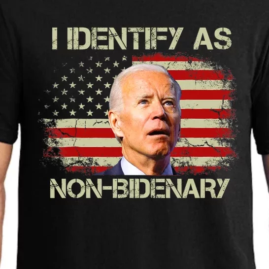 Non Bidenary Shirt I Identify As Non Bidenary Anti Biden American US Flag Pajama Set