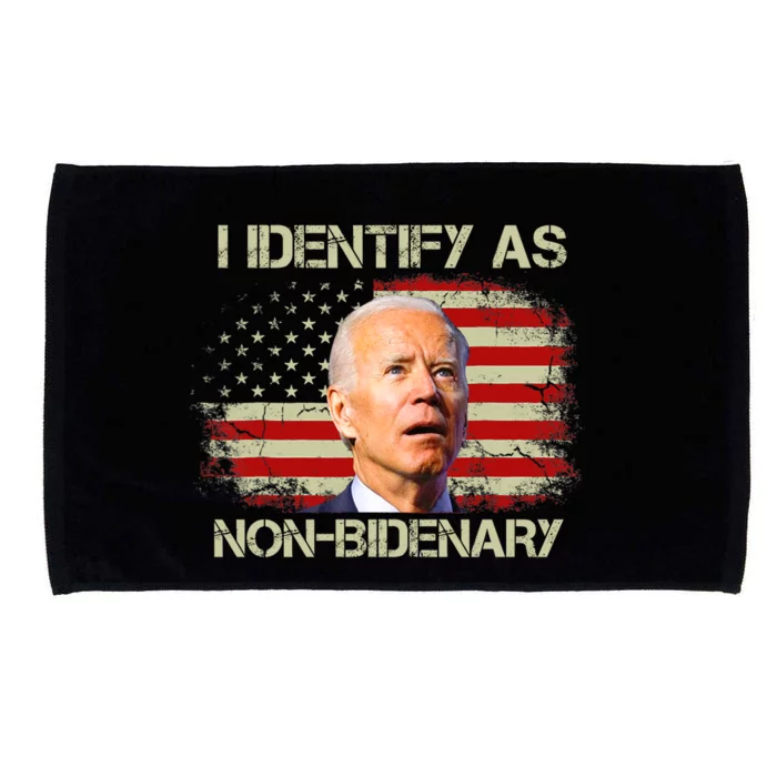 Non Bidenary Shirt I Identify As Non Bidenary Anti Biden American US Flag Microfiber Hand Towel