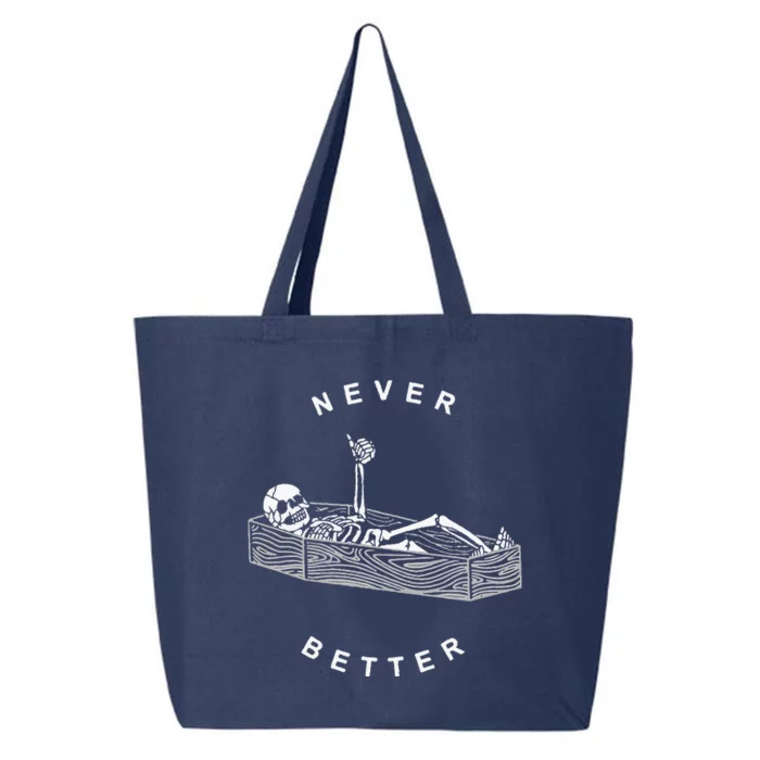 Never Better Skull Skeleton In The Coffin Halloween 25L Jumbo Tote