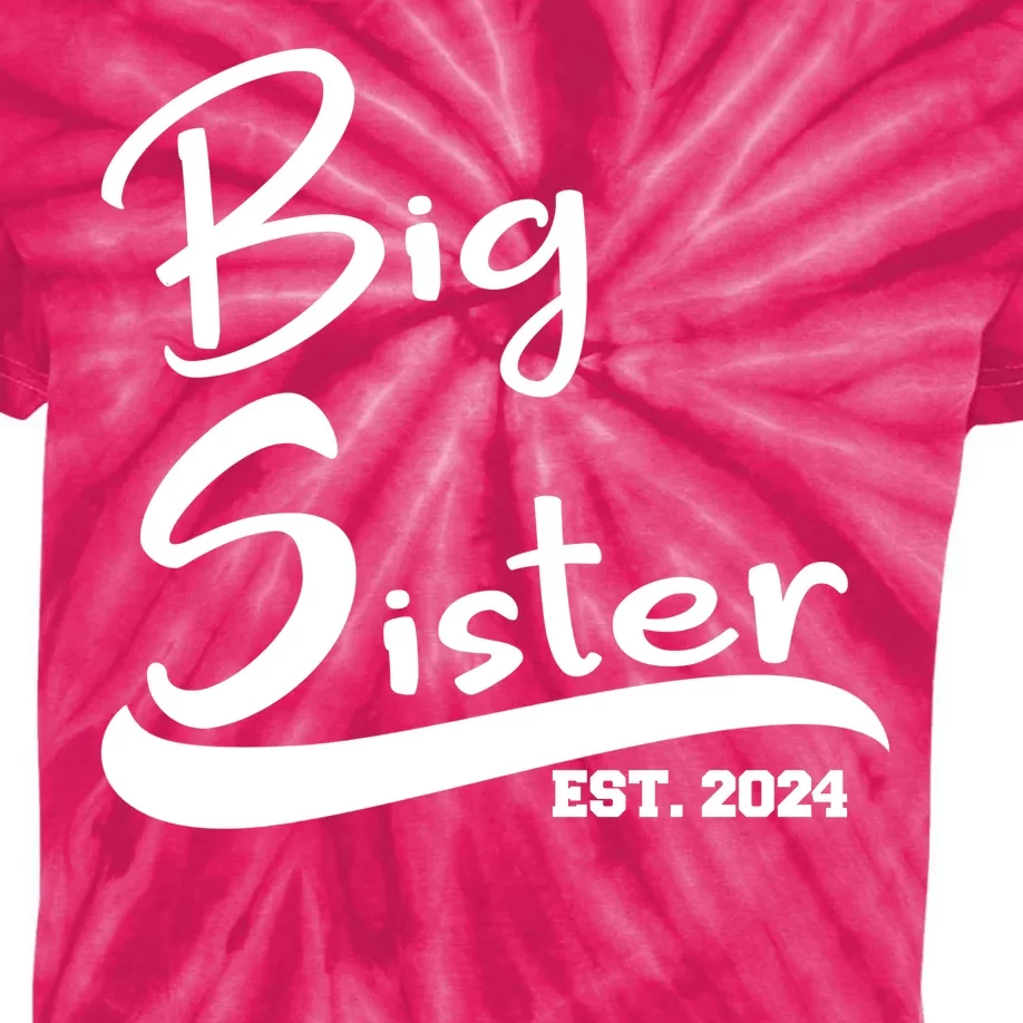 New Big Sister Est 2024 Family Gift Kids Tie-Dye T-Shirt