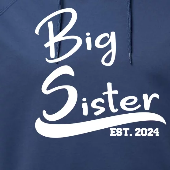 New Big Sister Est 2024 Family Gift Performance Fleece Hoodie