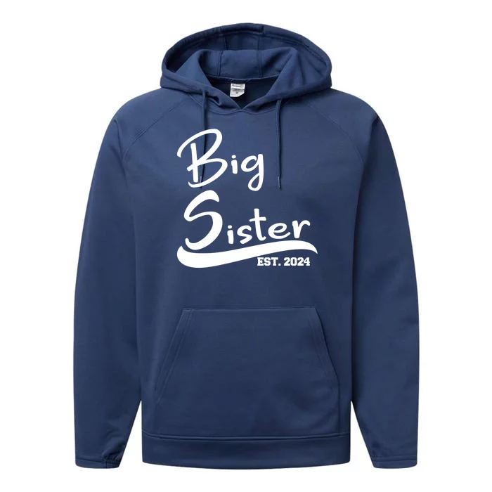 New Big Sister Est 2024 Family Gift Performance Fleece Hoodie