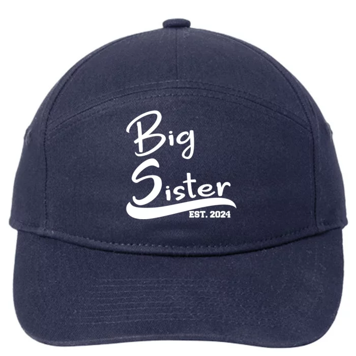 New Big Sister Est 2024 Family Gift 7-Panel Snapback Hat