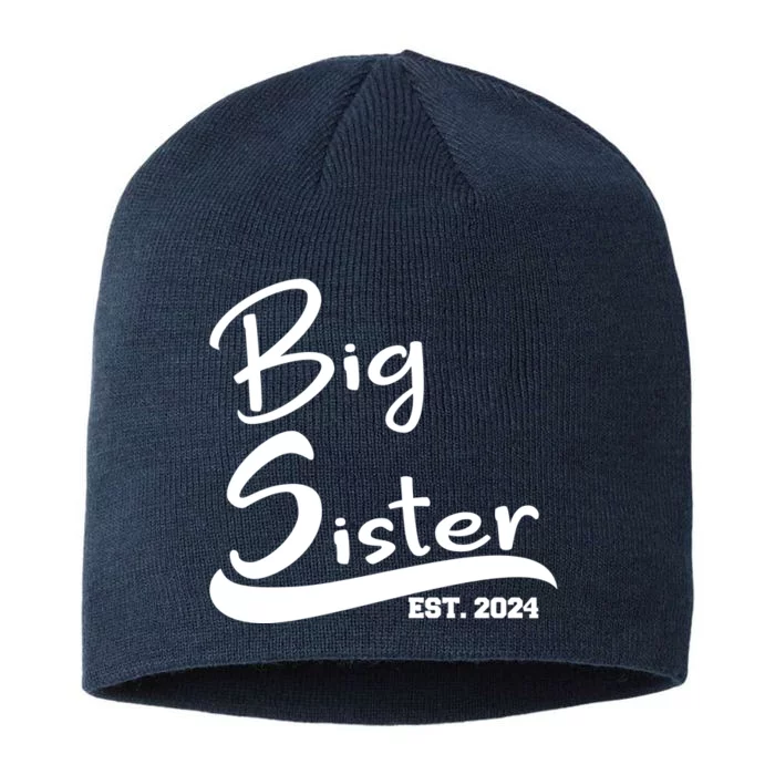 New Big Sister Est 2024 Family Gift 8 1/2in Sustainable Knit Beanie