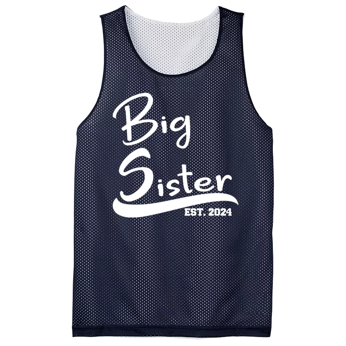 New Big Sister Est 2024 Family Gift Mesh Reversible Basketball Jersey Tank