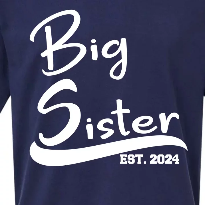 New Big Sister Est 2024 Family Gift Sueded Cloud Jersey T-Shirt