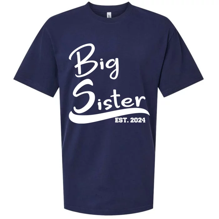 New Big Sister Est 2024 Family Gift Sueded Cloud Jersey T-Shirt