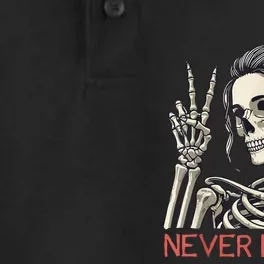 Never Better Skeleton Halloween Skull Mom Messy Bun Dry Zone Grid Performance Polo