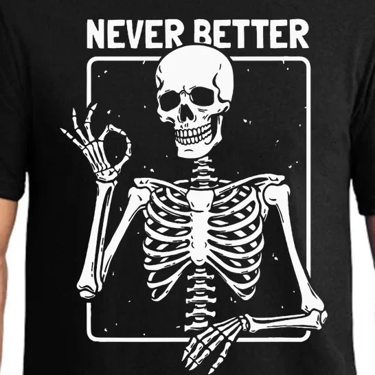 Never Better Skeleton Skeletal Optimism Graphic Pajama Set