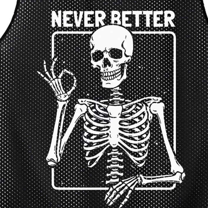 Never Better Skeleton Skeletal Optimism Graphic Mesh Reversible Basketball Jersey Tank