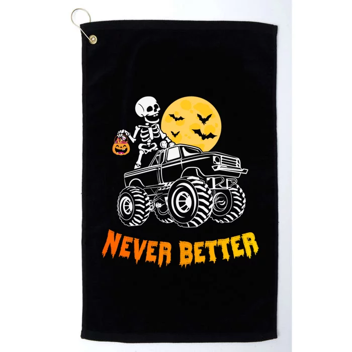 Never Better Skeleton Funny Skull Platinum Collection Golf Towel