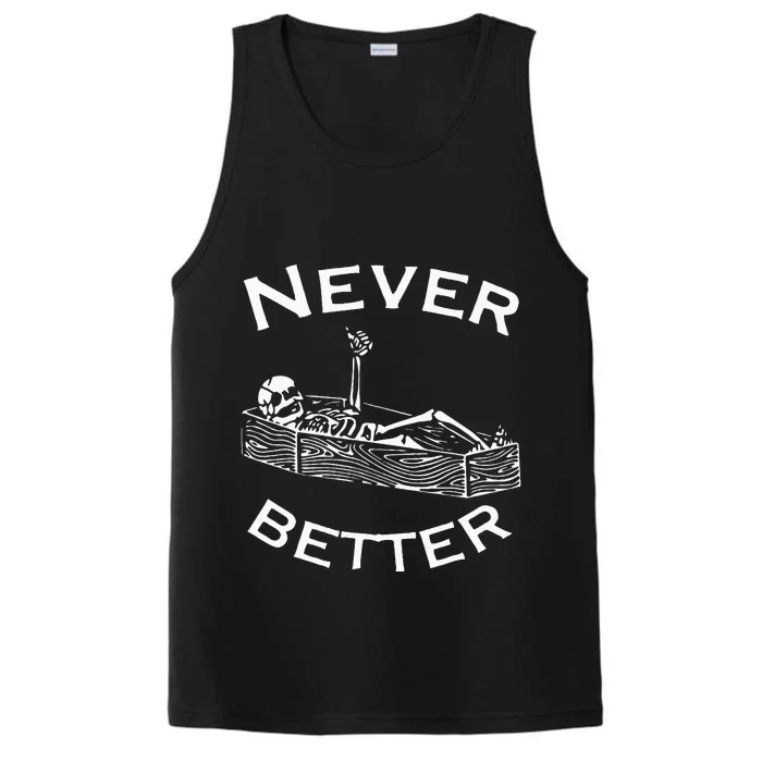 Never Better Skeleton Lazy Halloween Costume Funny Skull Performance Tank