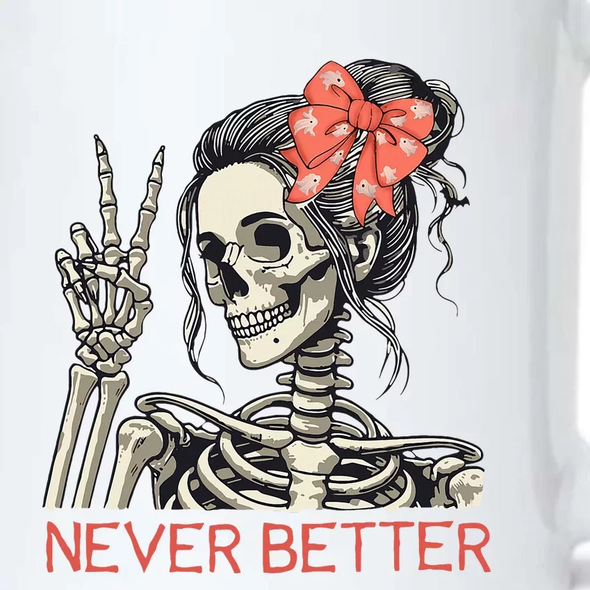 Never Better Skeleton Halloween Skull Mom Black Color Changing Mug