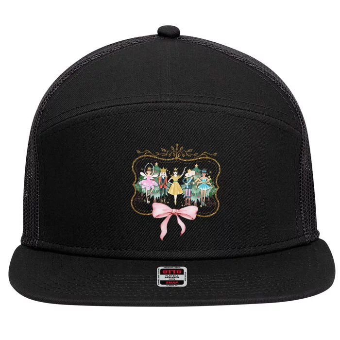 Nutcracker Ballet Sugar Plum Fairy Retro Christmas 7 Panel Mesh Trucker Snapback Hat