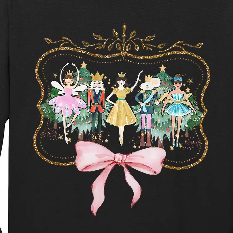 Nutcracker Ballet Sugar Plum Fairy Retro Christmas Tall Long Sleeve T-Shirt