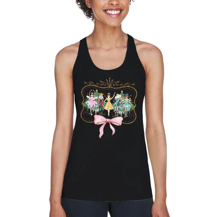 Nutcracker Ballet Sugar Plum Fairy Retro Christmas Women's Racerback Tank