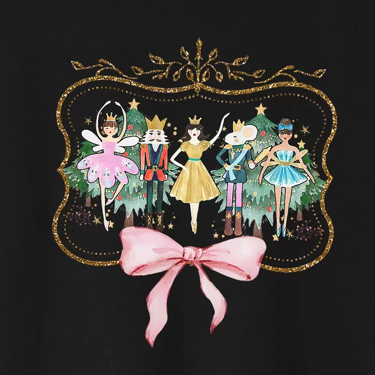 Nutcracker Ballet Sugar Plum Fairy Retro Christmas Women's Crop Top Tee