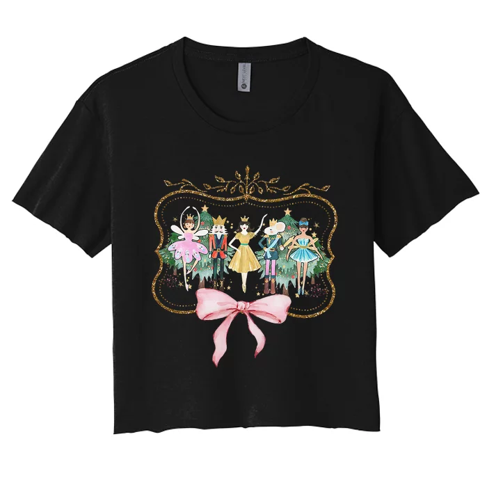 Nutcracker Ballet Sugar Plum Fairy Retro Christmas Women's Crop Top Tee