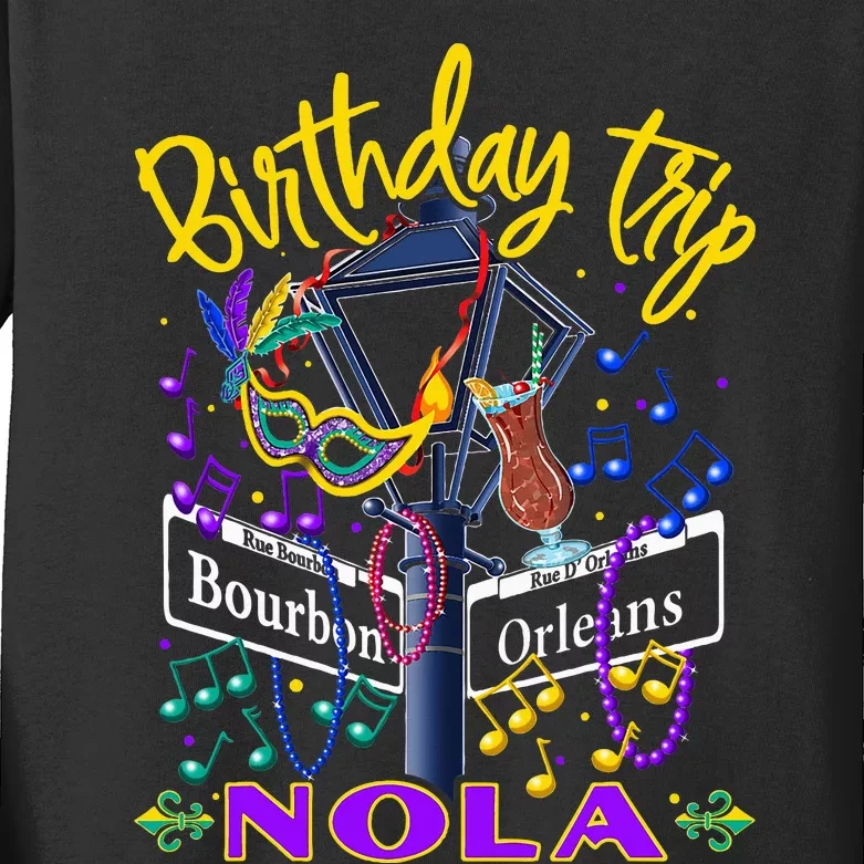 Nola Birthday Trip New Orleans Girl Trip Vacay Kids Long Sleeve Shirt