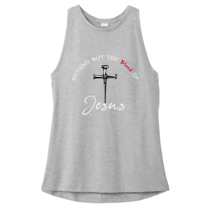 Nothing But The Blood Of Jesus Christian Ladies Tri-Blend Wicking Tank