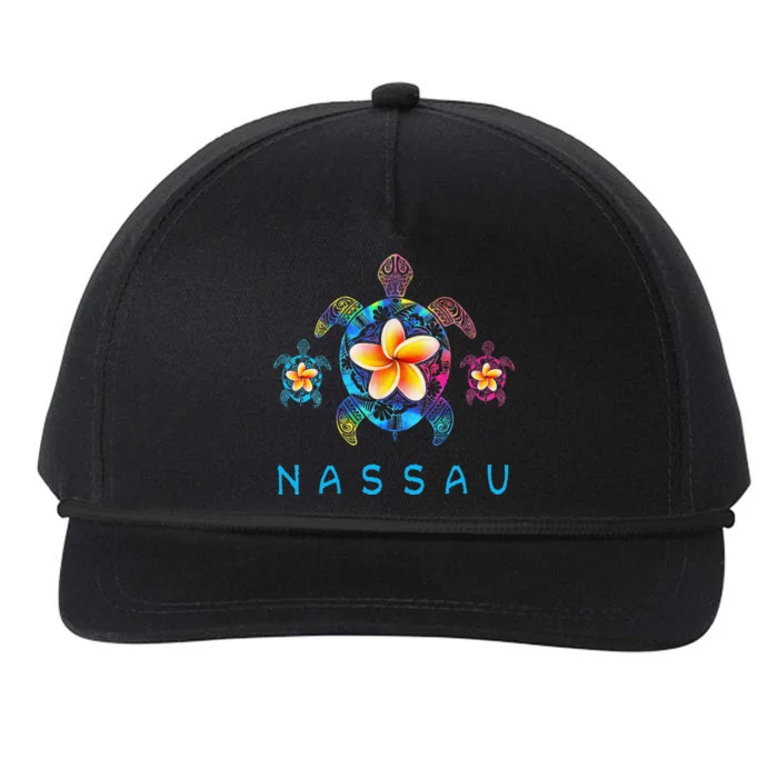 Nassau Bahamas Tribal Tie Dye Sea Turtle Snapback Five-Panel Rope Hat