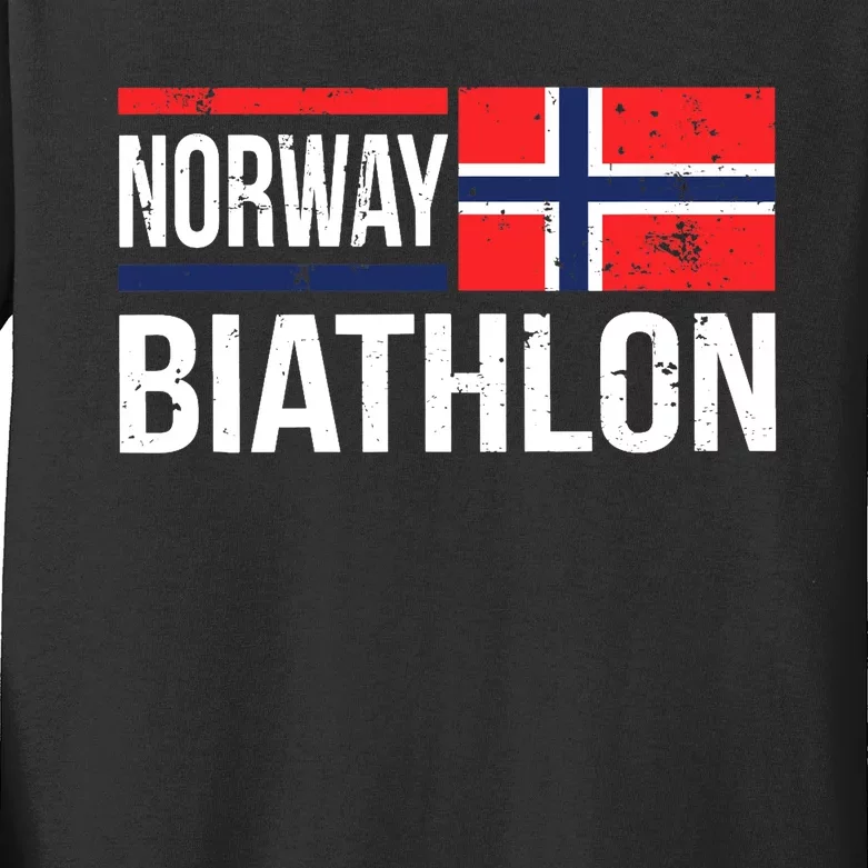 Norway Biathlon Target Skiing Shooting Competition Biathlete Kids Long Sleeve Shirt