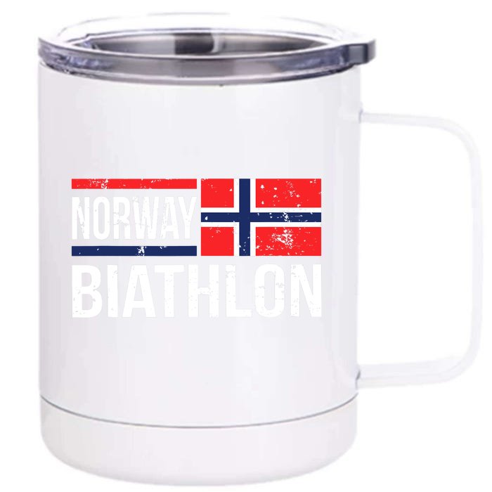 Norway Biathlon Target Skiing Shooting Competition Biathlete Front & Back 12oz Stainless Steel Tumbler Cup